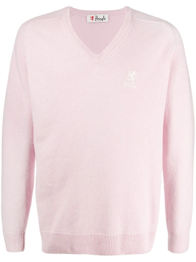 Pringle Of Scotland V-neck Long Sleeve Jumper In Pink