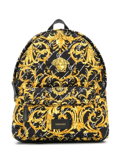 Young Versace Kids' Baroque Print Backpack In Black