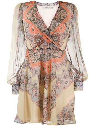Etro Lace Print Flared Dress In Yellow