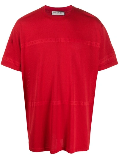 Givenchy Oversized Perforated T-shirt In Red