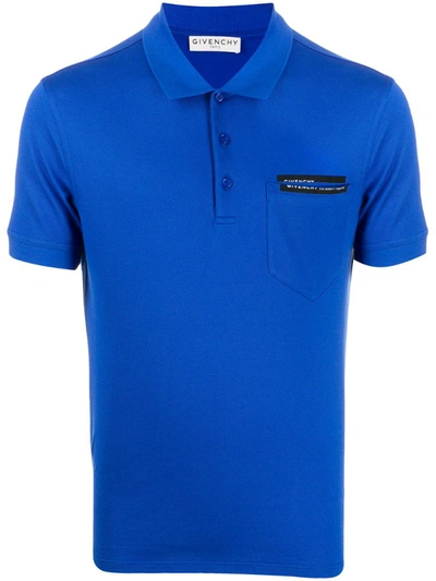 Givenchy Split Logo Print Polo Shirt In Blue