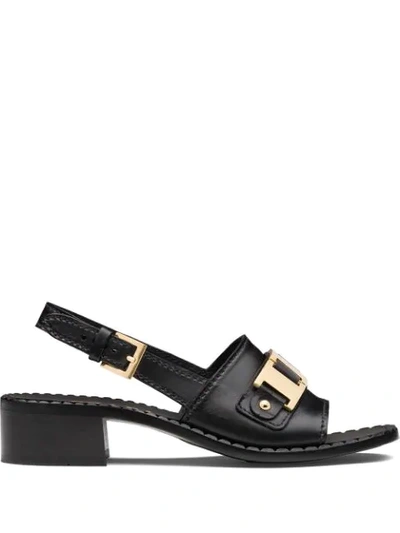 Prada Chain Detail Sandals In Black