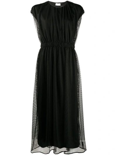 Moncler Tie-back Mesh-layer Dress In Black