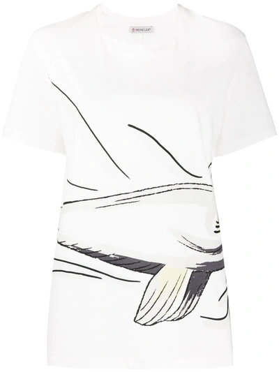 Moncler Embroidered Printed Cotton T-shirt In White