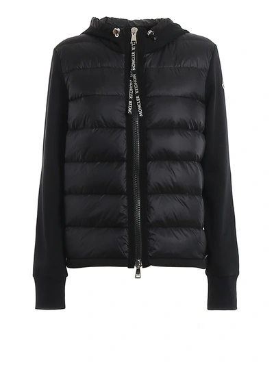Moncler Black Sweatshirt Featuring Padded Front Detail