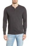 Faherty Long Sleeve Organic Cotton Henley In Washed Black