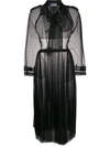 Red Valentino Point D'esprit Tulle Double-breasted Trench Coat In Black