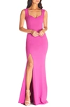 Dress The Population Monroe Side Slit Gown In Pink