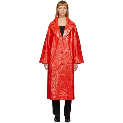 Stand Studio Lexie Faux Patent-leather Coat In Red