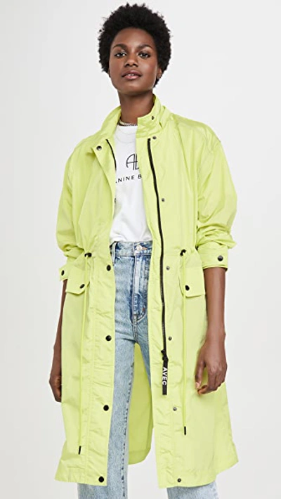 Avec Les Filles Water Resistant Raincoat With Removable Hood In Chartreuse