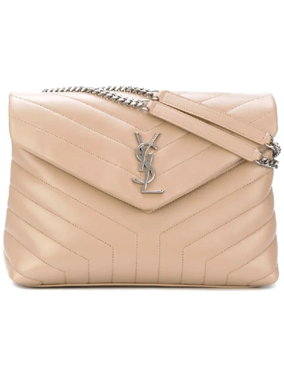 Saint Laurent Loulou Monogram Shoulder Bag In Beige