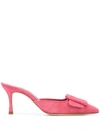 Manolo Blahnik Maysale Buckle Detail Mules In Pink
