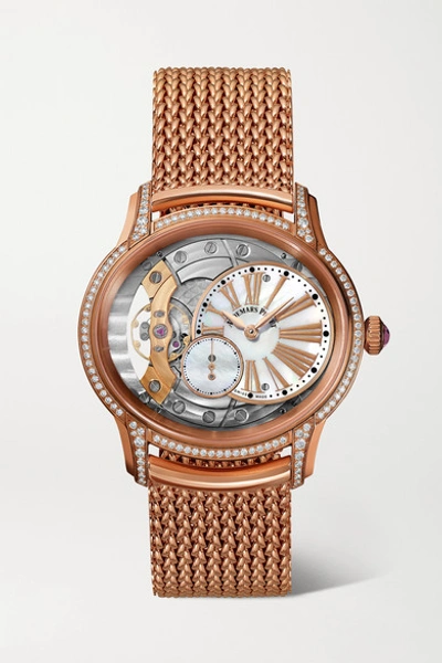 Audemars Piguet Millenary 39.5mm 18-karat Pink Gold, Diamond And Mother-of-pearl Watch In Rose Gold