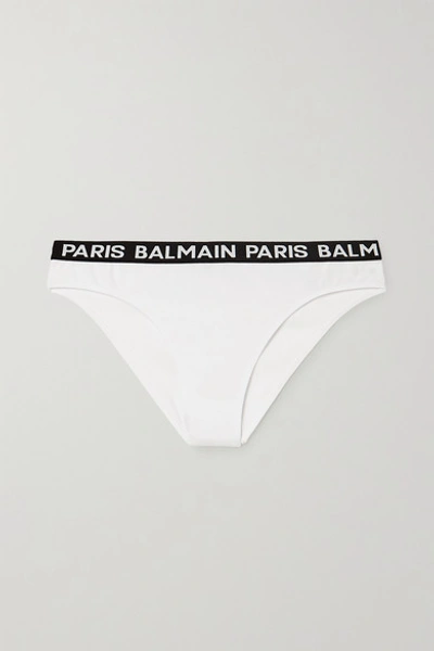 Balmain Jacquard-trimmed Cotton-blend Jersey Briefs In White