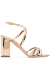 Aquazzura Gin 85 Metallic Patent-leather Sandals In Gold