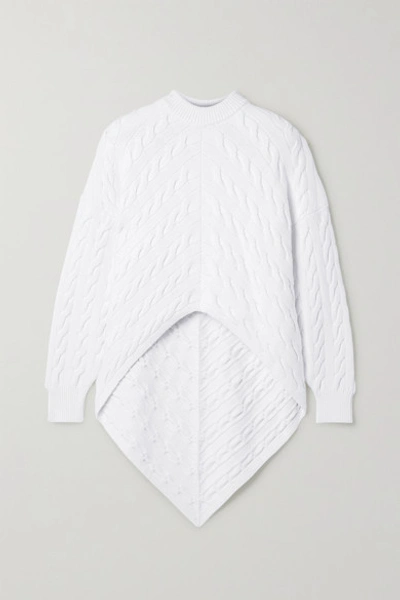 Alexander Wang Asymmetric Cable-knit Cotton-blend Sweater In White