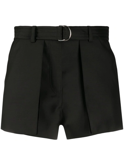 Lanvin Belted Wool And Silk-blend Shorts In Black