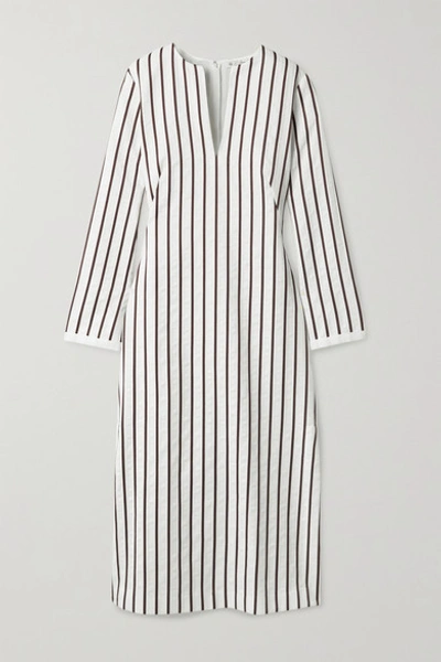 Loro Piana Striped Cotton-blend Jacquard Midi Dress In White