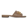 Gucci Women's Leather Slide Sandals With Horsebit In Mud
