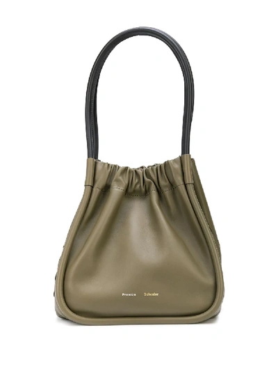 Proenza Schouler Crinkled Ruched L Tote Bag In Green