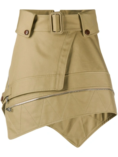 Alexander Wang Belted Cotton-blend Gabardine Mini Skirt In Neutrals