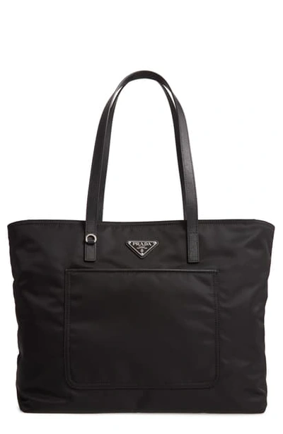 Prada Vela Nylon Tote Bag In Nero