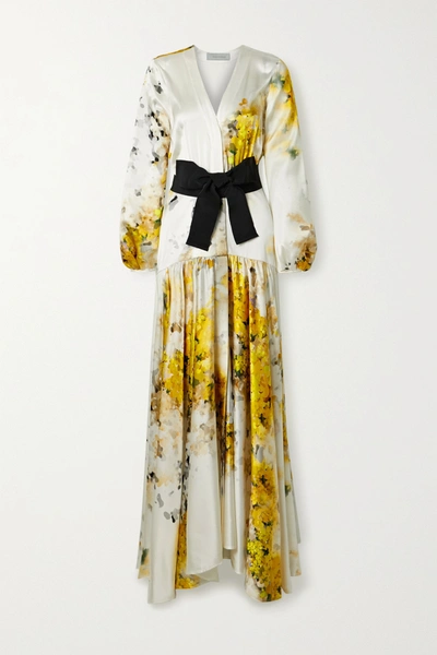 Silvia Tcherassi Felicity Tie-detailed Printed Silk-satin Maxi Dress In White