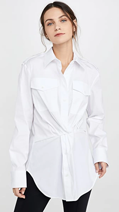 Helmut Lang Gathered Button-front Shirt In Dove