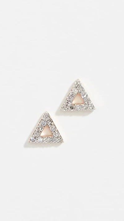 Mateo Mini Diamond Triangle Stud Earrings In Yellow Gold