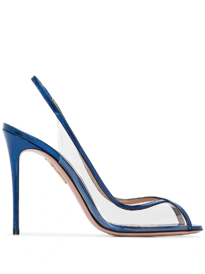 Aquazzura Temptation Pvc Peep-toe Heels In Blue