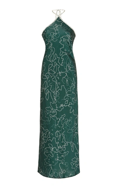 Maggie Marilyn Pining For You Printed Crepe Halterneck Dress In Green |  ModeSens