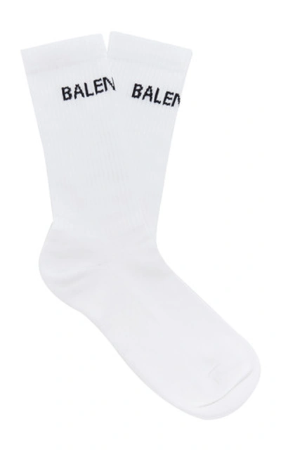 Balenciaga Ribbed Logo Cotton-blend Socks In White
