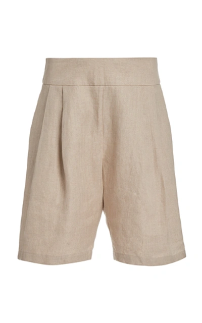Matin Women's Pleated Cotton-twill Shorts In Neutral