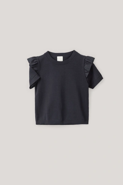 Cos Kids' Frilled Knitted Top In Blue