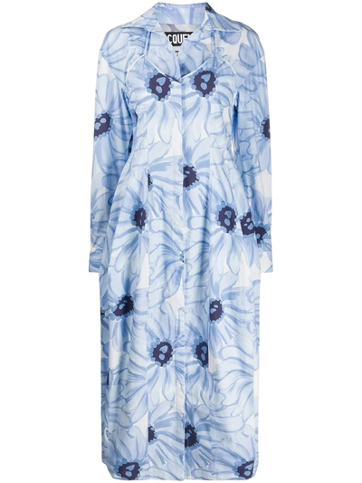 Jacquemus Valensole Floral-print Cotton-poplin Shirt Dress In Blue