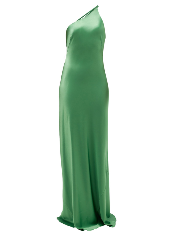 green satin maxi