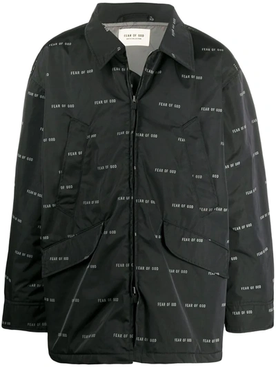 Fear Of God All Over Print Nylon Field Jacket In Black