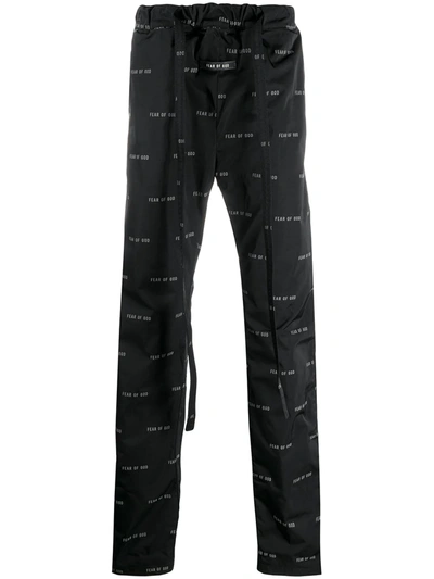 Fear Of God Logo-print Technical-gabardine Track Trousers In Black