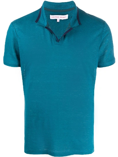 Orlebar Brown Felix Linen Polo Shirt In Blue