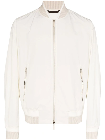 Ermenegildo Zegna Men's Solid Seersucker Bomber Jacket In White