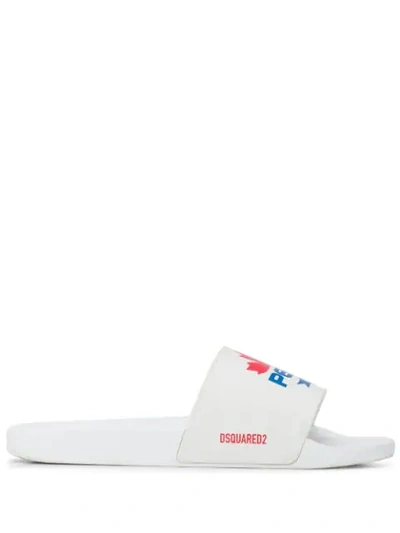 Dsquared2 Men's X Pepsi Maple Leaf Slide Sandals In White