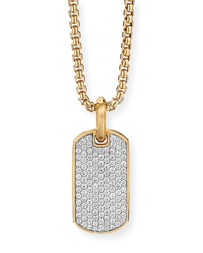 David Yurman The Pav Collection 18k Yellow Gold & Pav Diamond Enhancer Tag Pendant