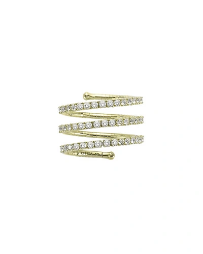 Mattia Cielo 18k Yellow Gold 3-row Diamond Spiral Ring