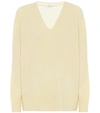 Vince V-neck Shaker Knit Cashmere Sweater In Heather Sesame