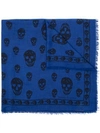 Alexander Mcqueen Skull Print Modal And Silk-blend Scarf In Blue
