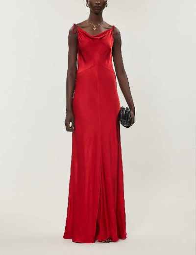 Ghost Averi Satin-crepe Maxi Dress In Red