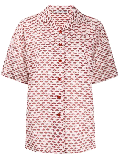 Acne Studios Short-sleeved Fil-coupe Shirt Pink/red In Pink Red