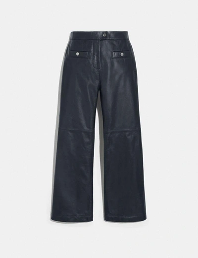 Coach Leather Pants In Blue - Size 10 In Navy