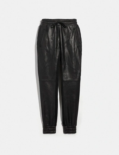 Coach Leather Jogger In Black