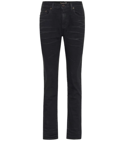 Saint Laurent High-rise Slim Cropped Jeans In Black